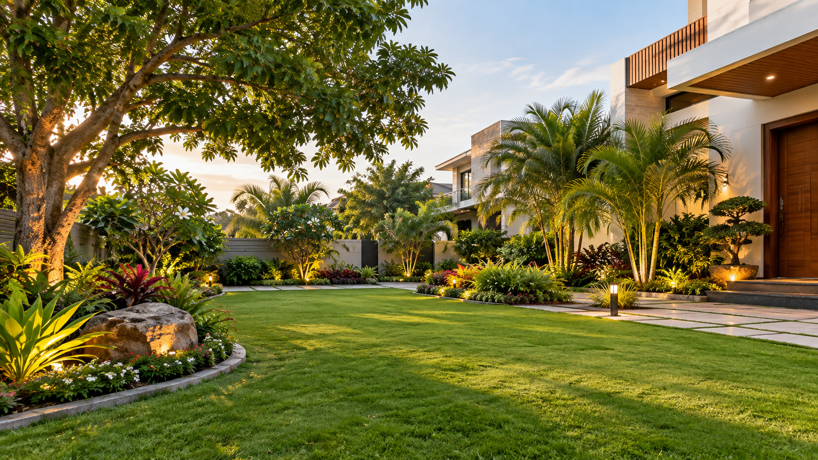 Landscaped villa garden